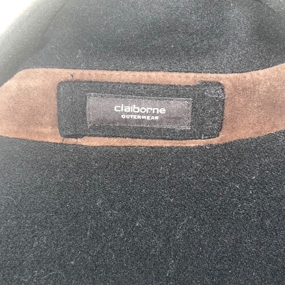 Claiborne Outerwear Black Wool  Timeless Heritage Jacket Suede Collar Men's L - Picture 11 of 11